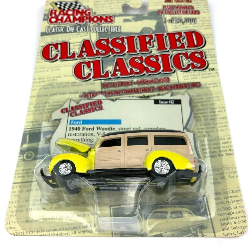 Racing Champions Classified Classics 1940 '40 Ford Woodie‎ Yellow Die Cast 1/64